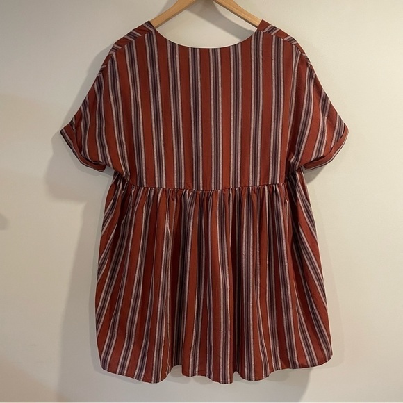 The Mint Julep Sz S Striped Tunic Oversized Shirt Peplum Cotton Rasta Bohemian - Picture 3 of 8